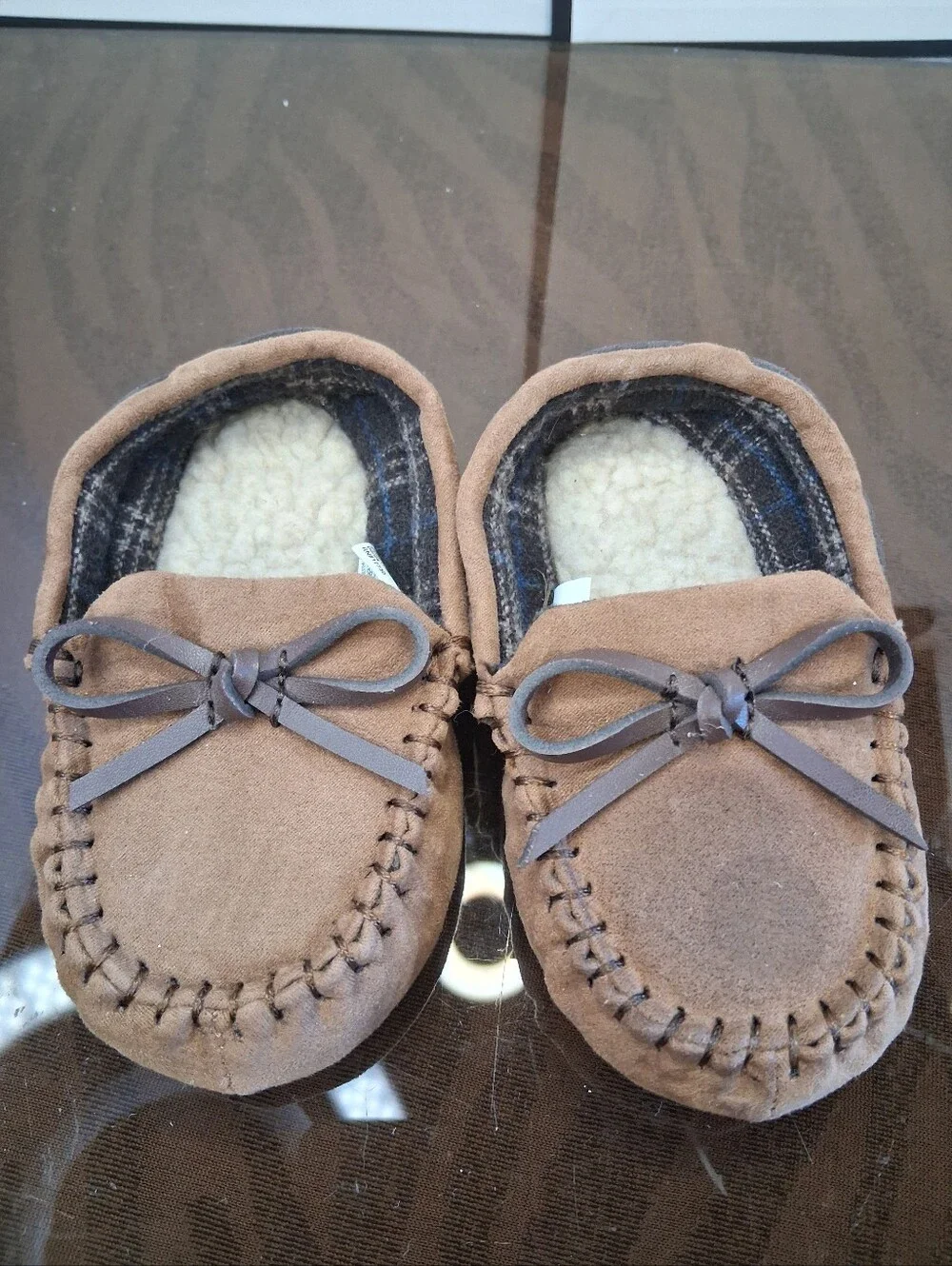 Kids Brown Moccasin Slipper with Bow